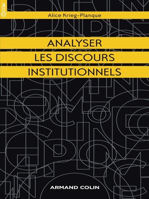 cover image of Analyser les discours institutionnels